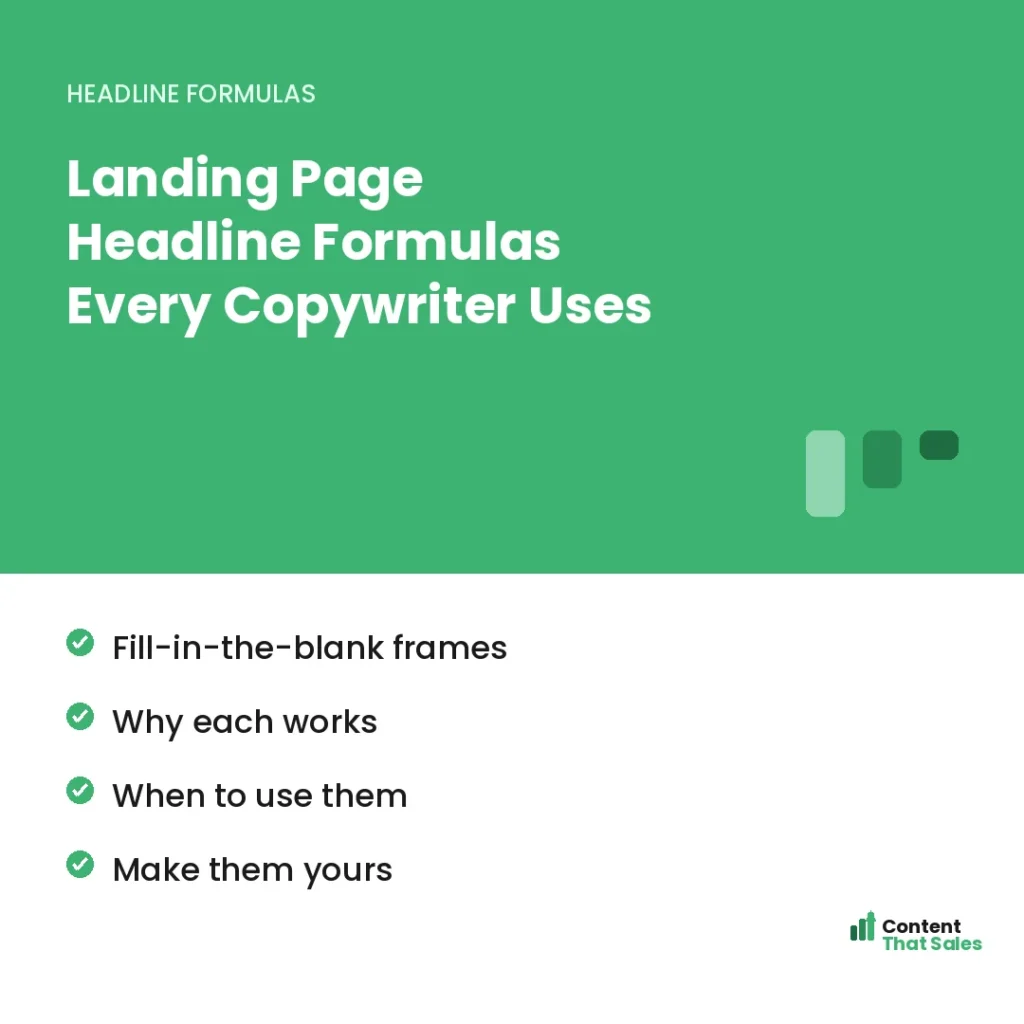 Landing page headline formulas every copywriter uses by Content That Sales