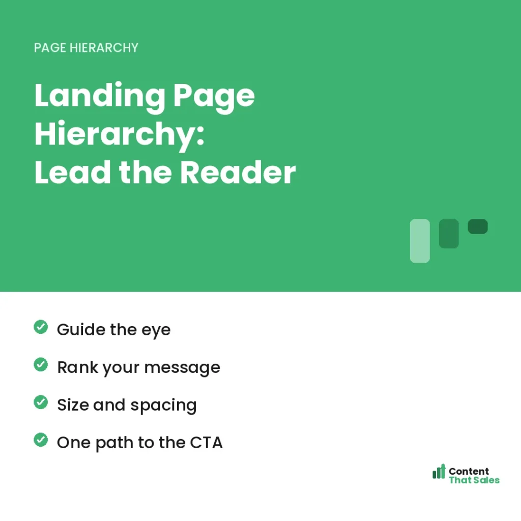 Landing page hierarchy how to lead the reader by Content That Sales