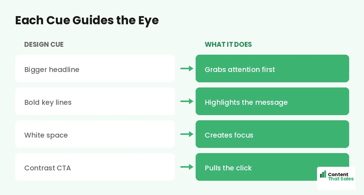 Each design cue guides the eye by Content That Sales