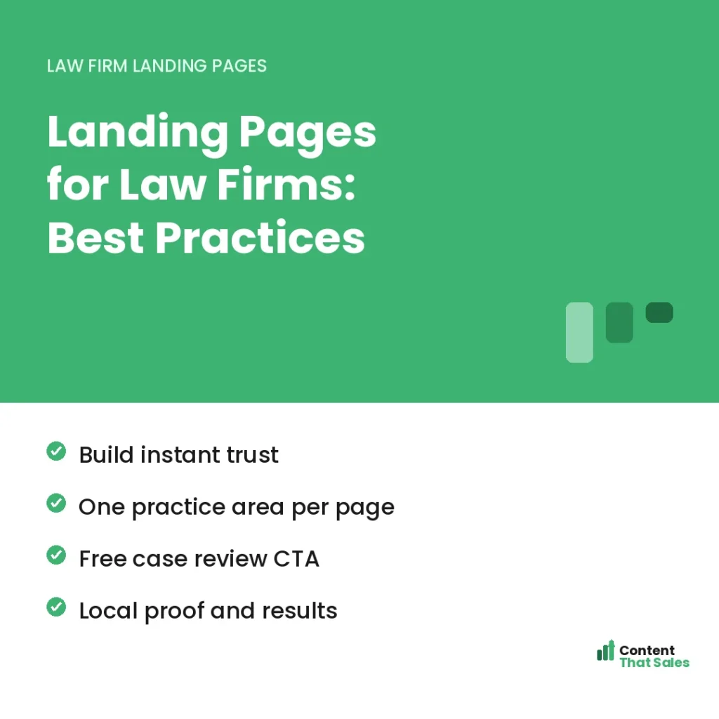 Landing pages for law firms best practices by Content That Sales