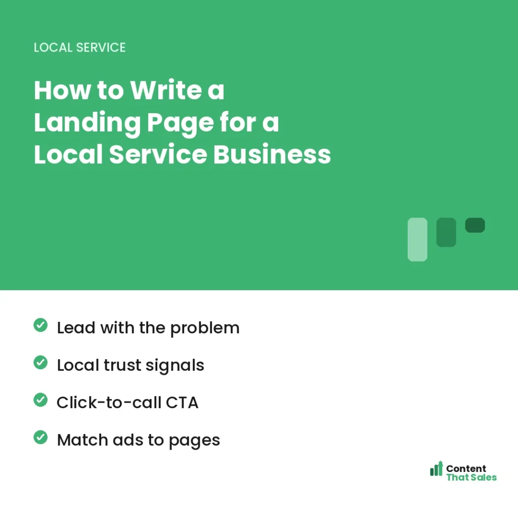 How to write a landing page for a local service business by Content That Sales