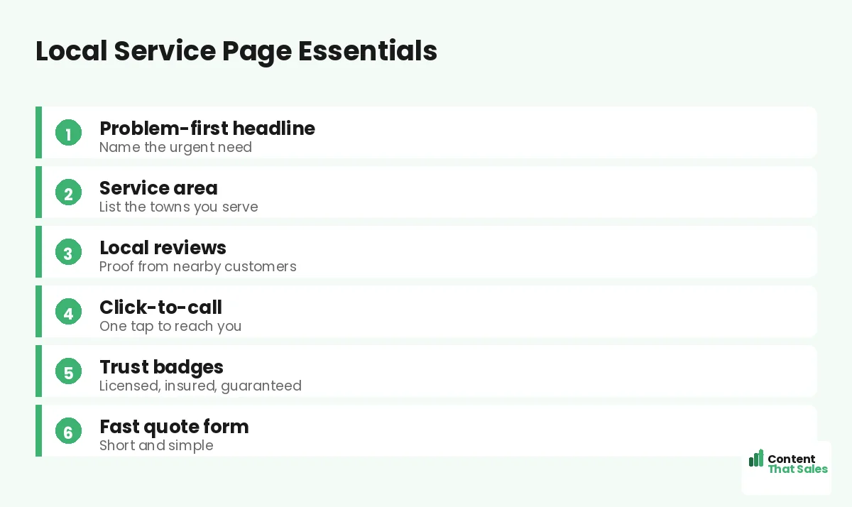 Local service page essentials by Content That Sales