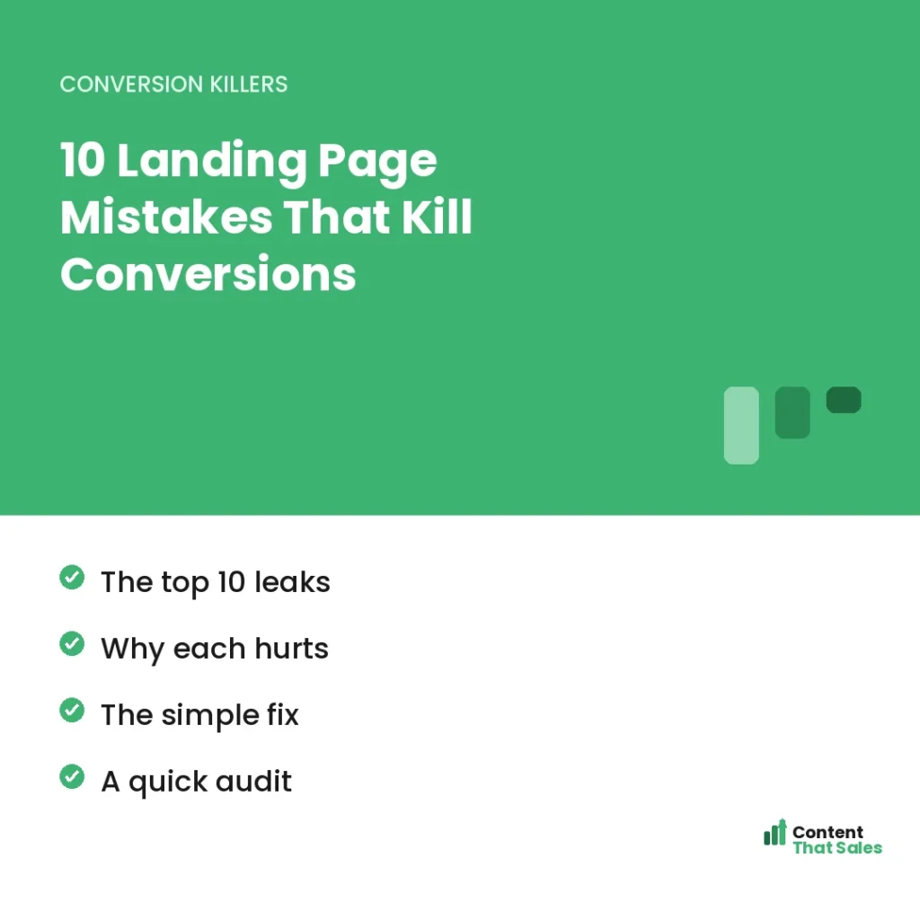 10 landing page mistakes that kill conversions by Content That Sales