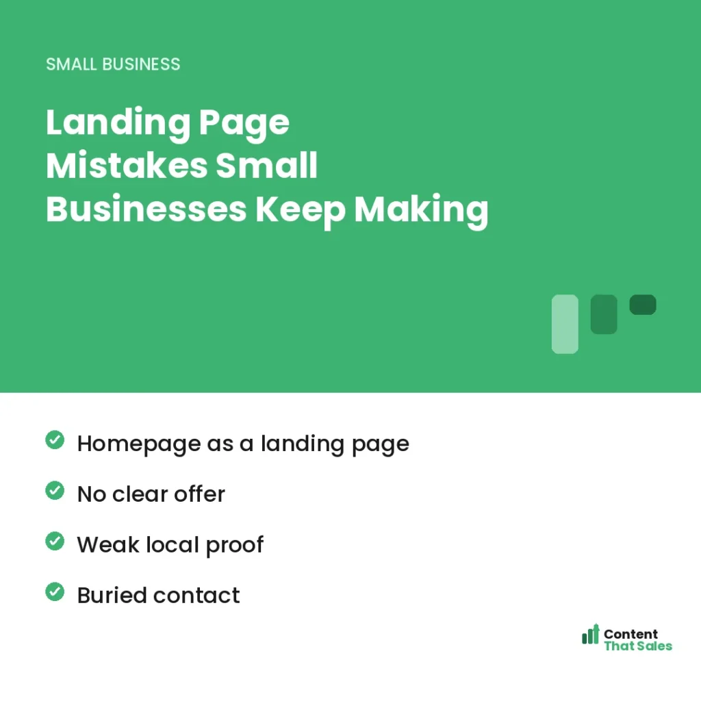 Landing page mistakes small businesses keep making by Content That Sales