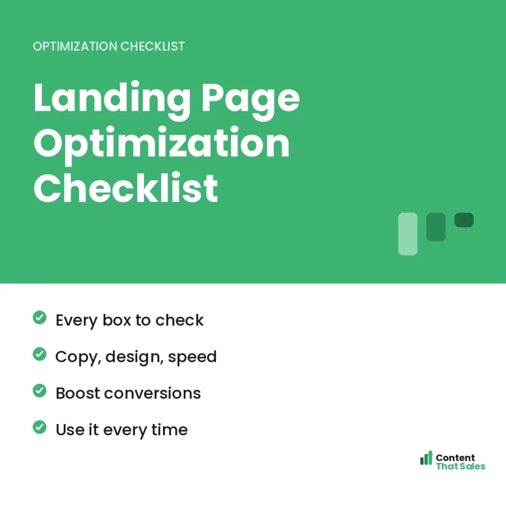 Landing page optimization checklist by Content That Sales