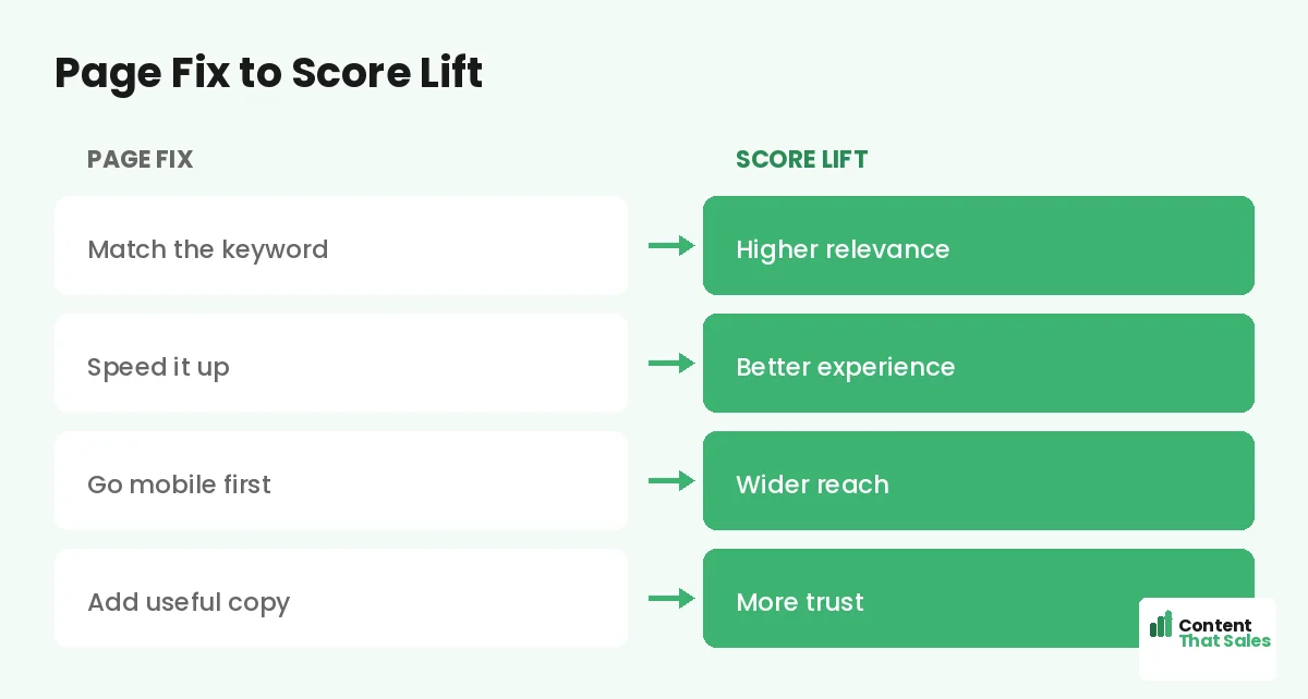 Page fix to score lift by Content That Sales