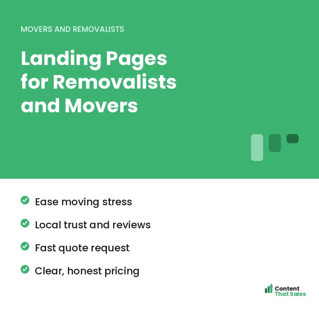 Landing pages for removalists and movers by Content That Sales