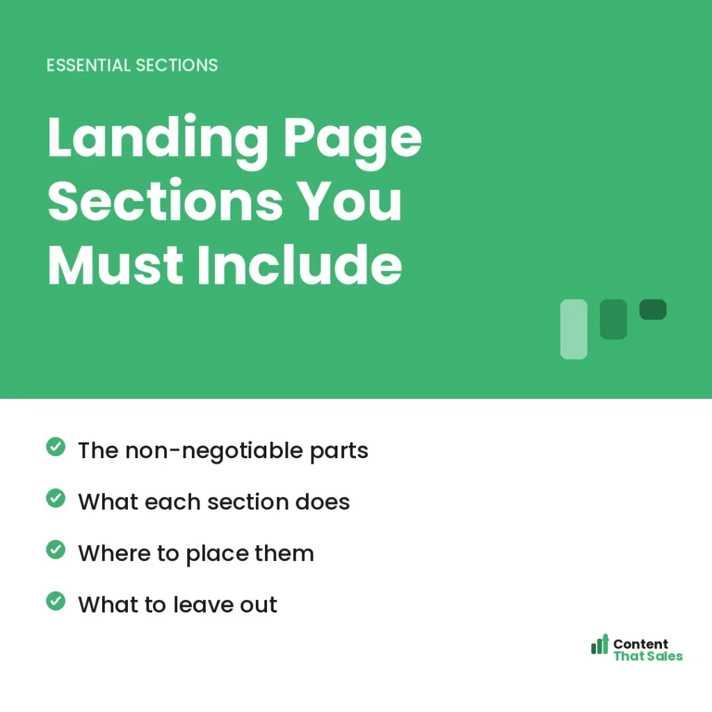 Landing page sections you must include by Content That Sales