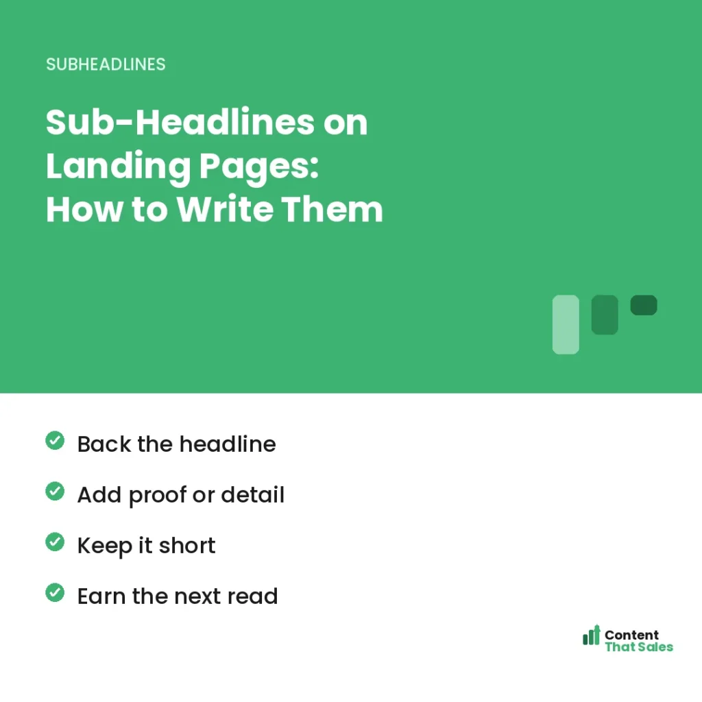Sub-headlines on landing pages how to write them by Content That Sales
