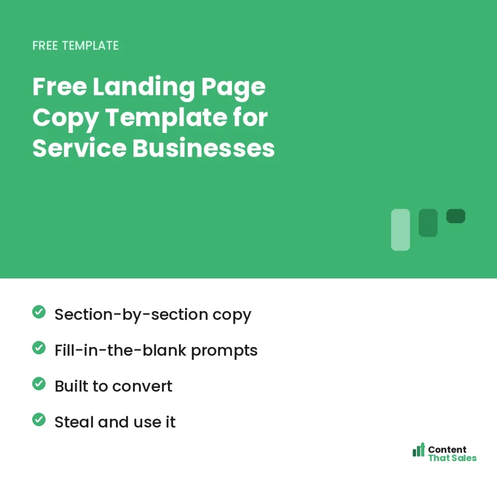 Free landing page copy template for service businesses by Content That Sales