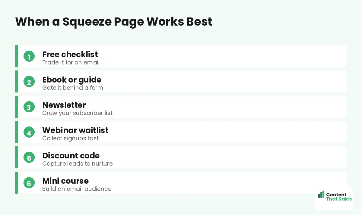 When a squeeze page works best by Content That Sales