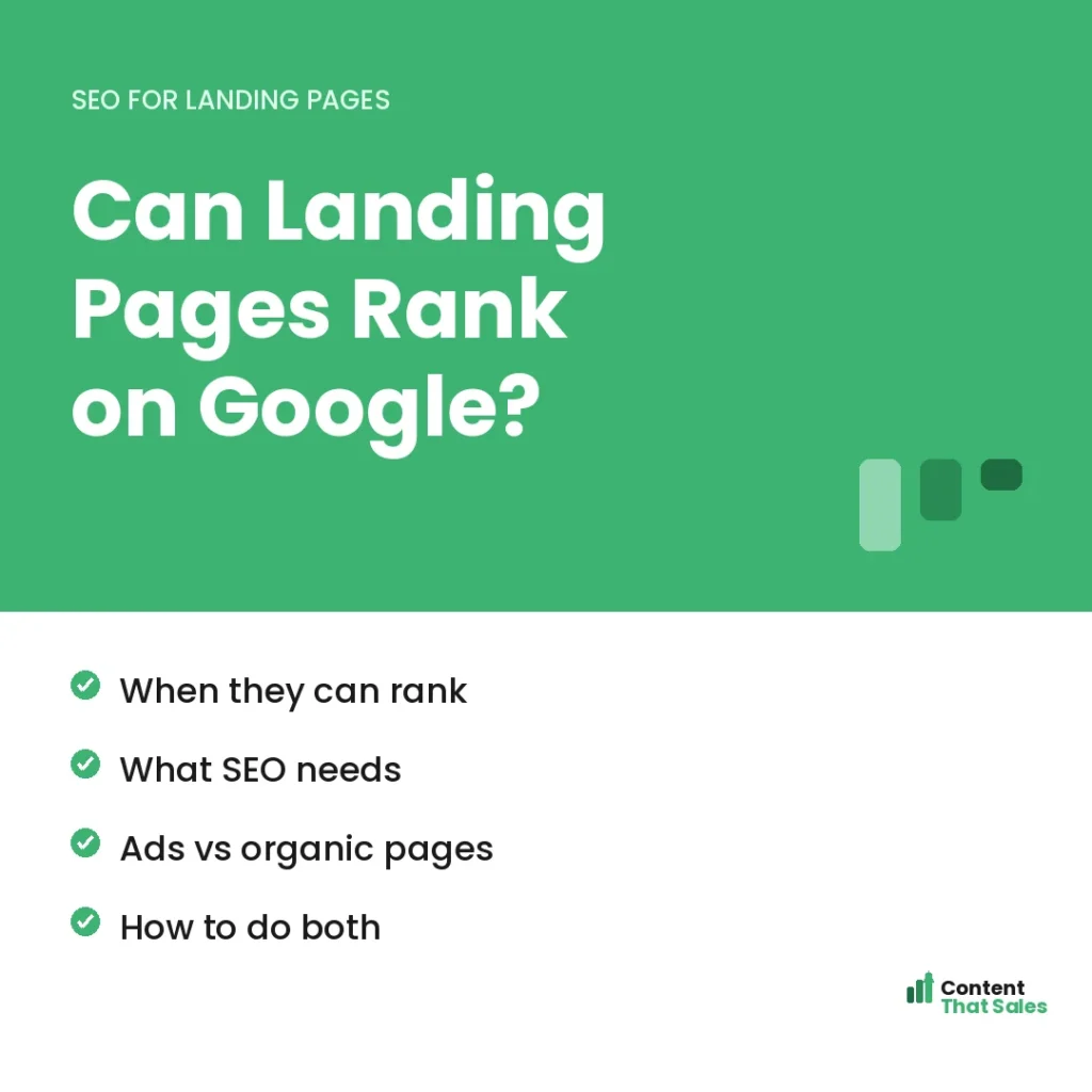 Can landing pages rank on Google by Content That Sales