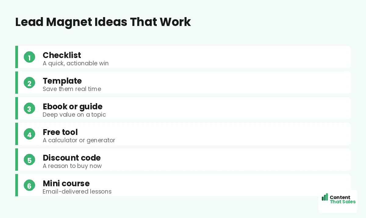 Lead magnet ideas that work by Content That Sales