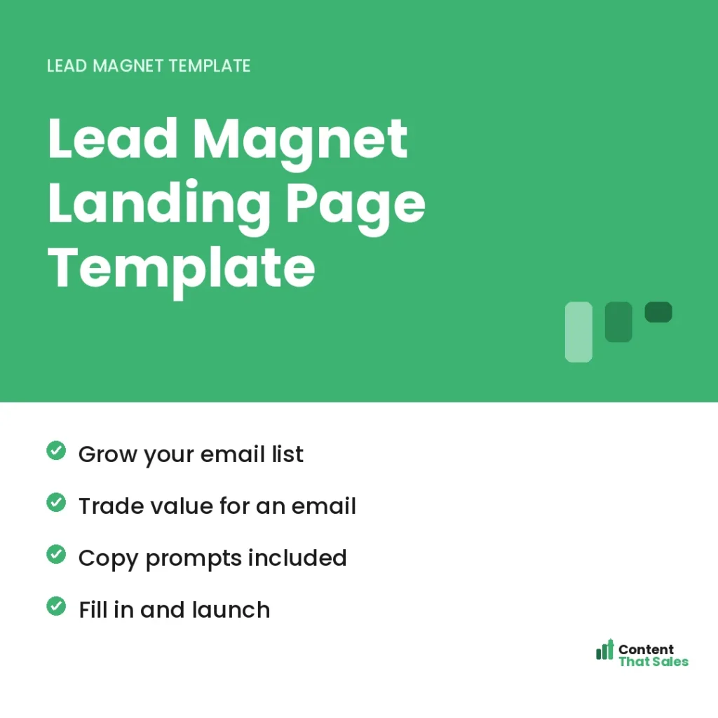 Lead magnet landing page template by Content That Sales