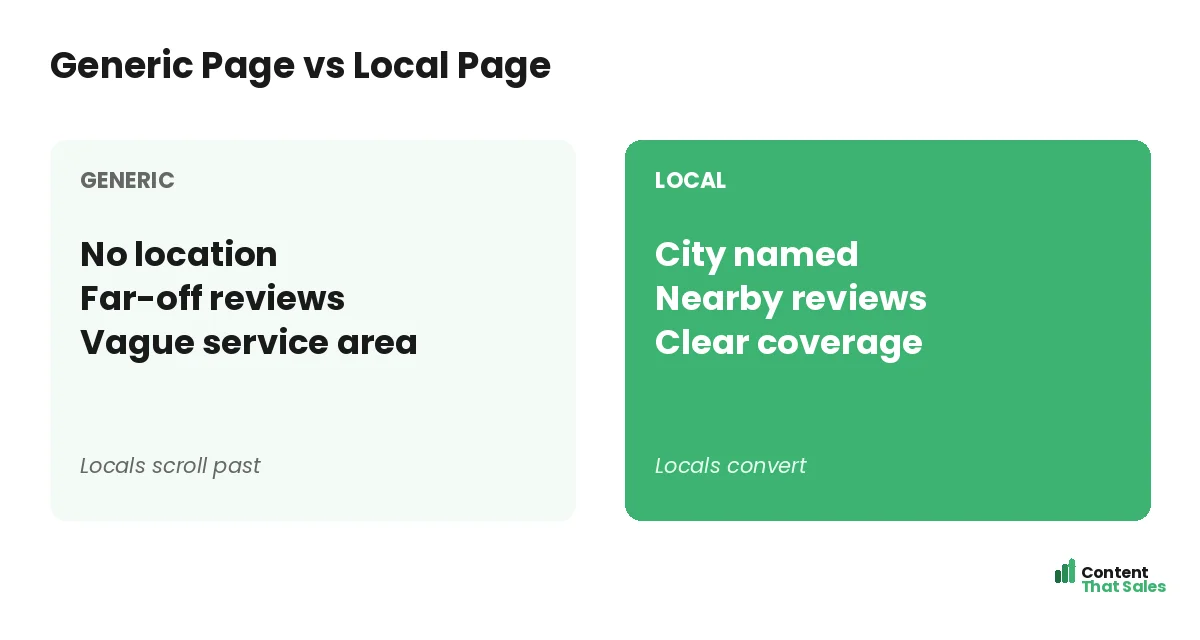 Generic page versus local page by Content That Sales