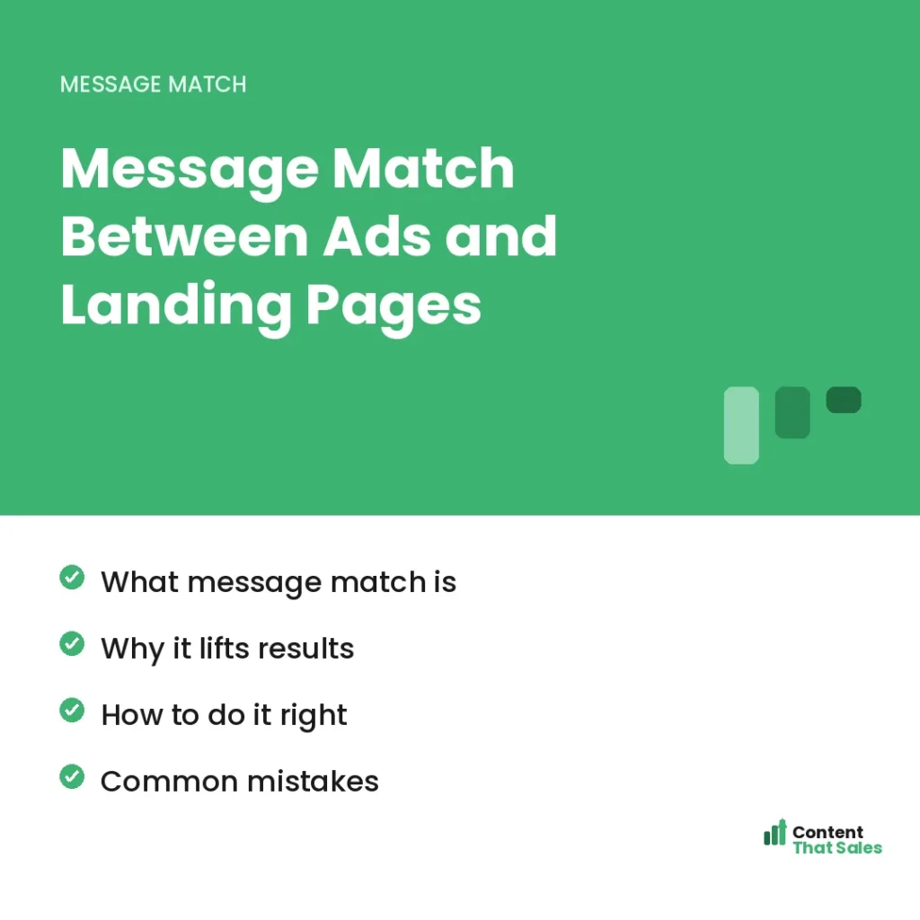 Message match between ads and landing pages by Content That Sales