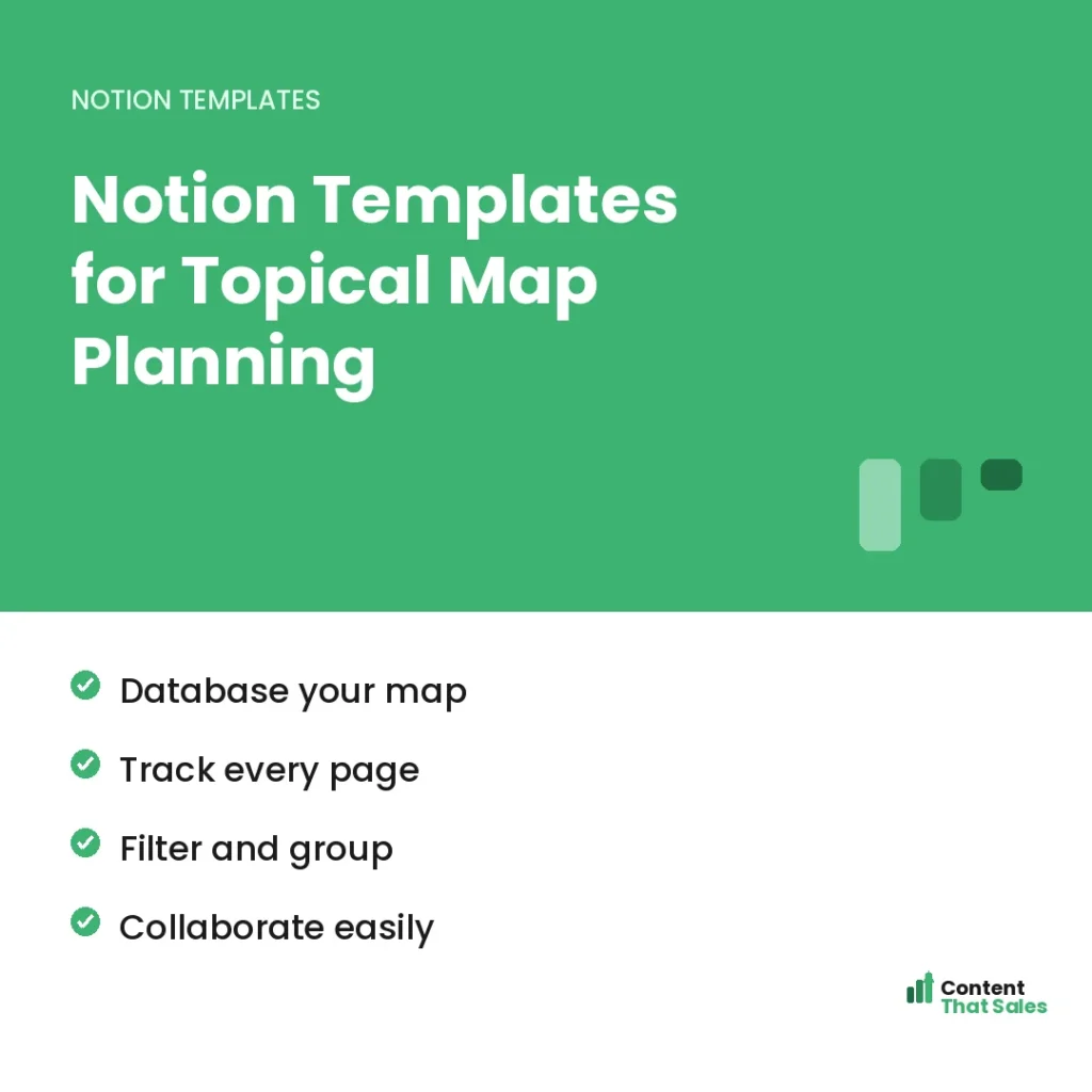 Notion templates for topical map planning by Content That Sales