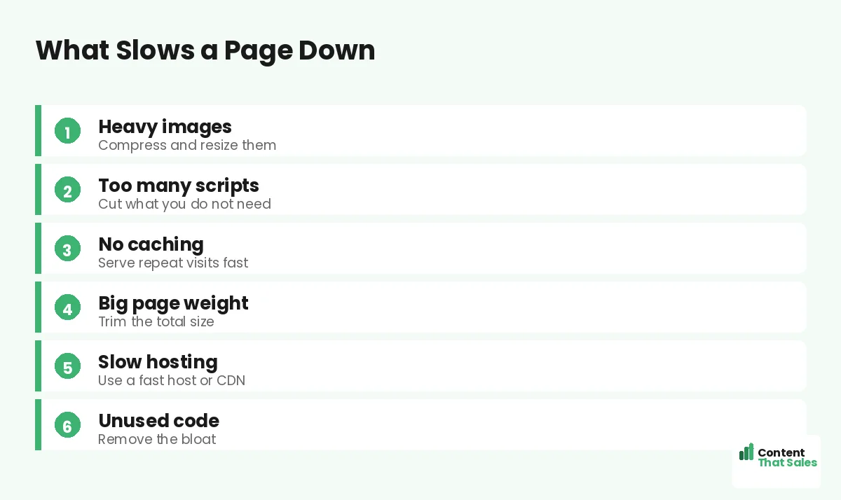 What slows a page down by Content That Sales