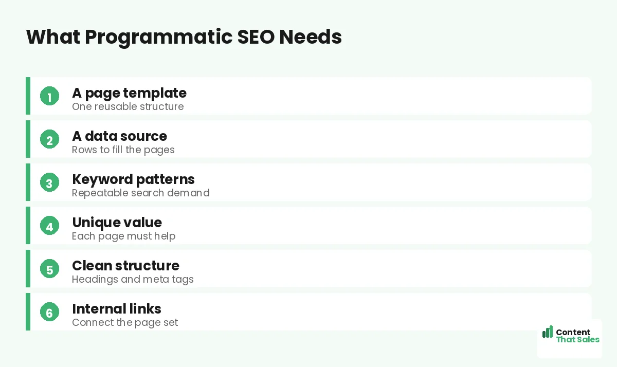 What programmatic SEO needs by Content That Sales
