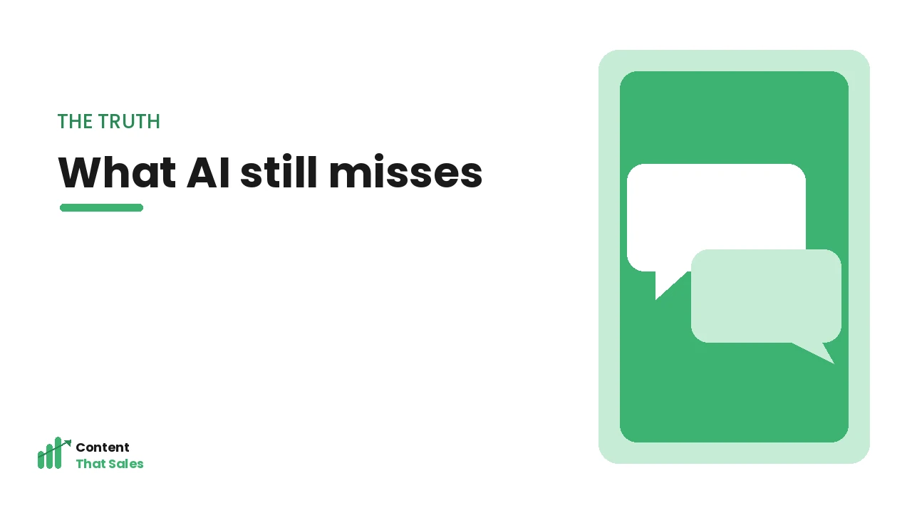 What AI still misses in content writing illustration by Content That Sales