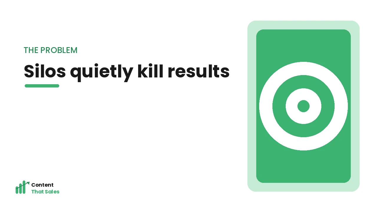 How silos quietly kill content results illustration by Content That Sales