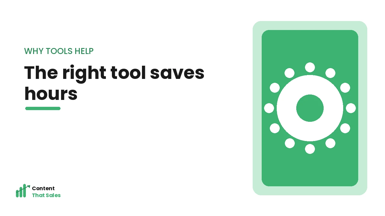The right keyword tool saves hours illustration by Content That Sales