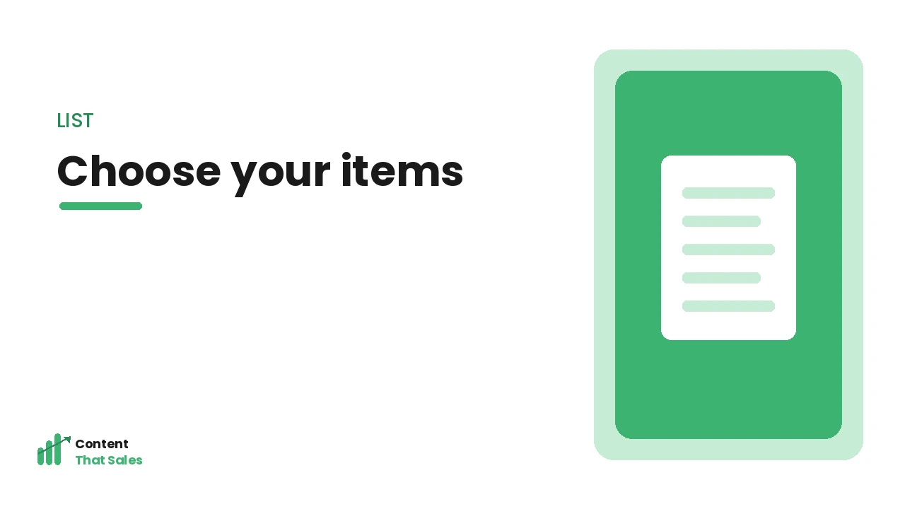 Choosing the items for a listicle