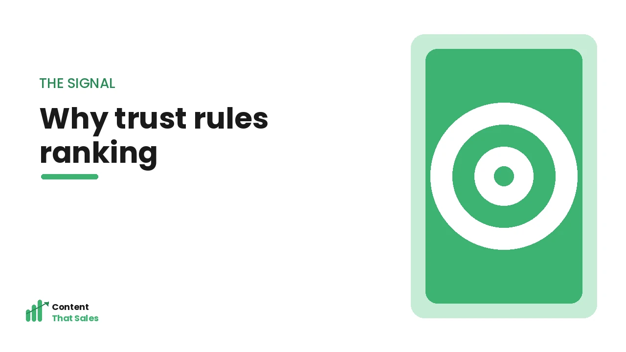 Why trust rules ranking in content writing illustration by Content That Sales