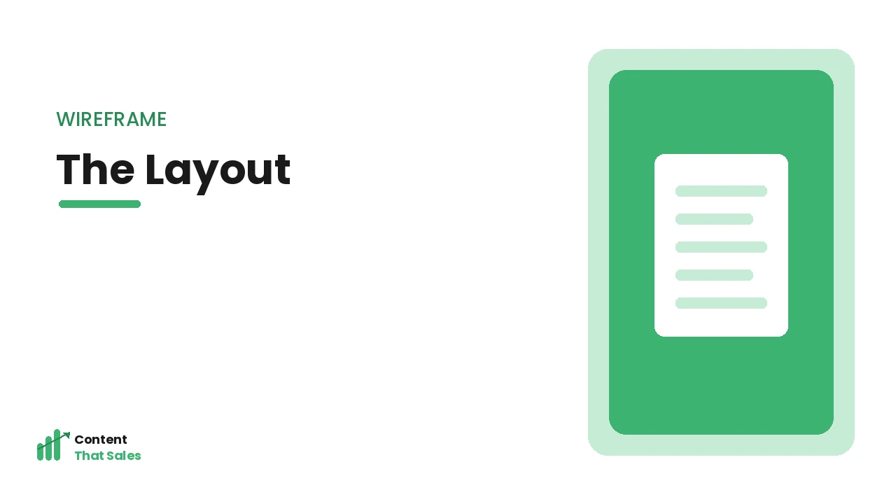 The homepage wireframe layout