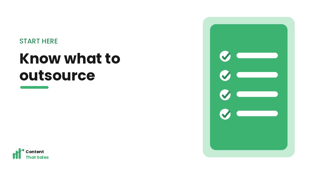 Knowing what to outsource to a content service illustration by Content That Sales