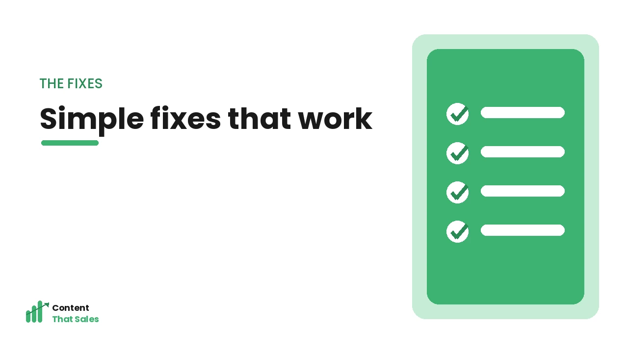 Simple fixes to make content convert checklist by Content That Sales