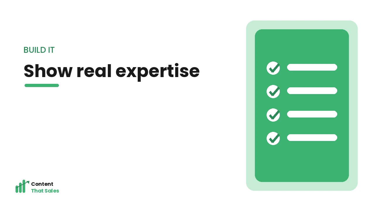 How to show real expertise in content checklist by Content That Sales