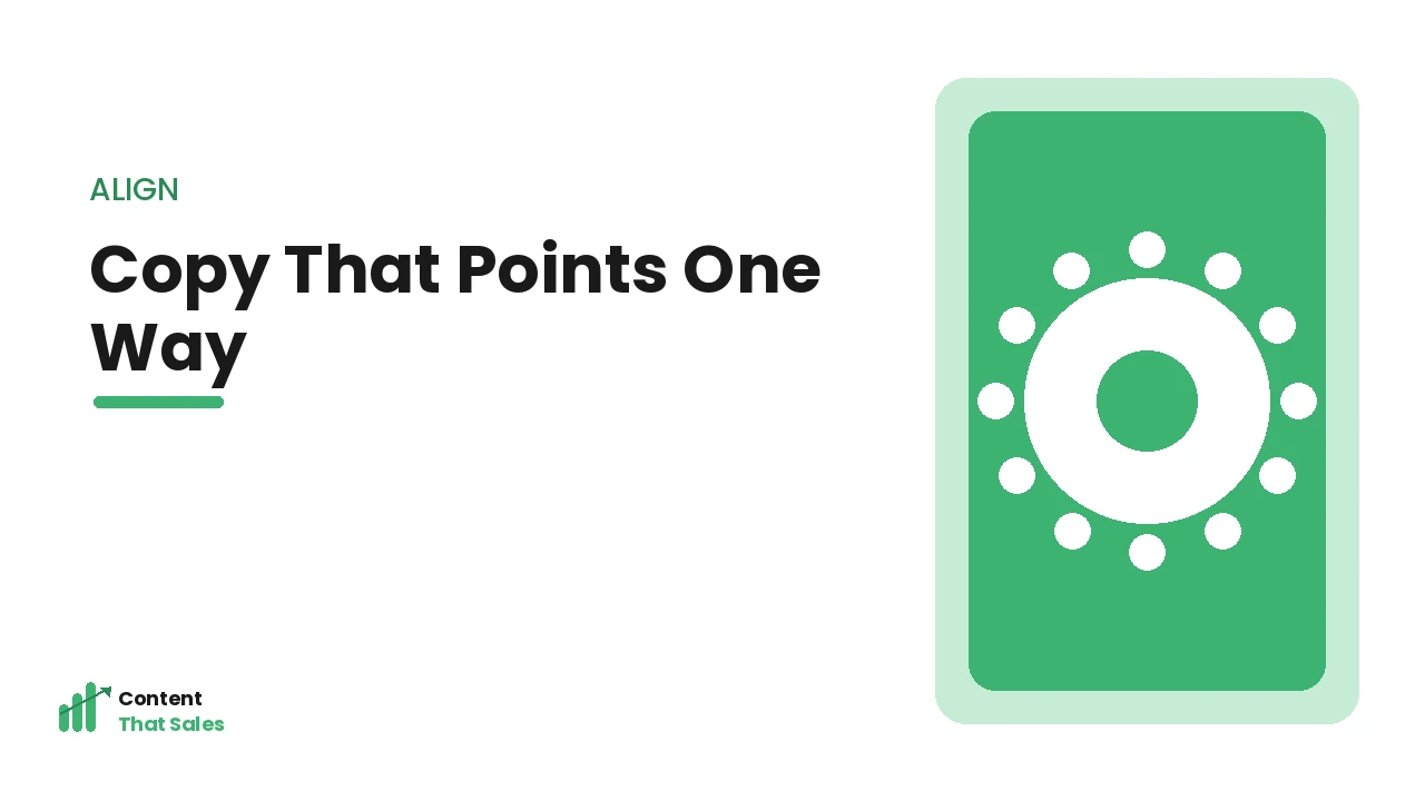 Aligning copy to point one way
