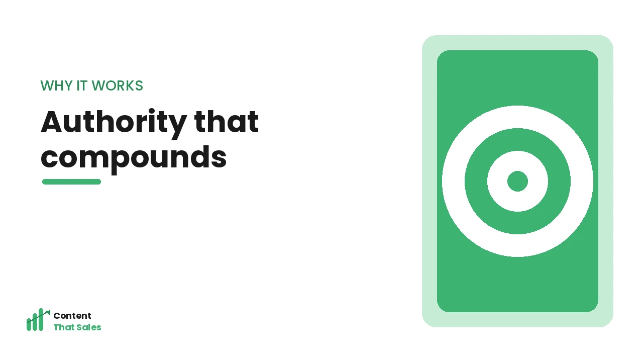 Why hub and spoke authority compounds illustration by Content That Sales