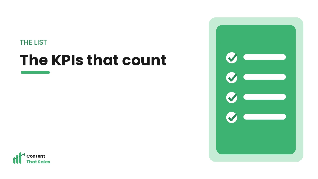 The content writing KPIs that count checklist by Content That Sales