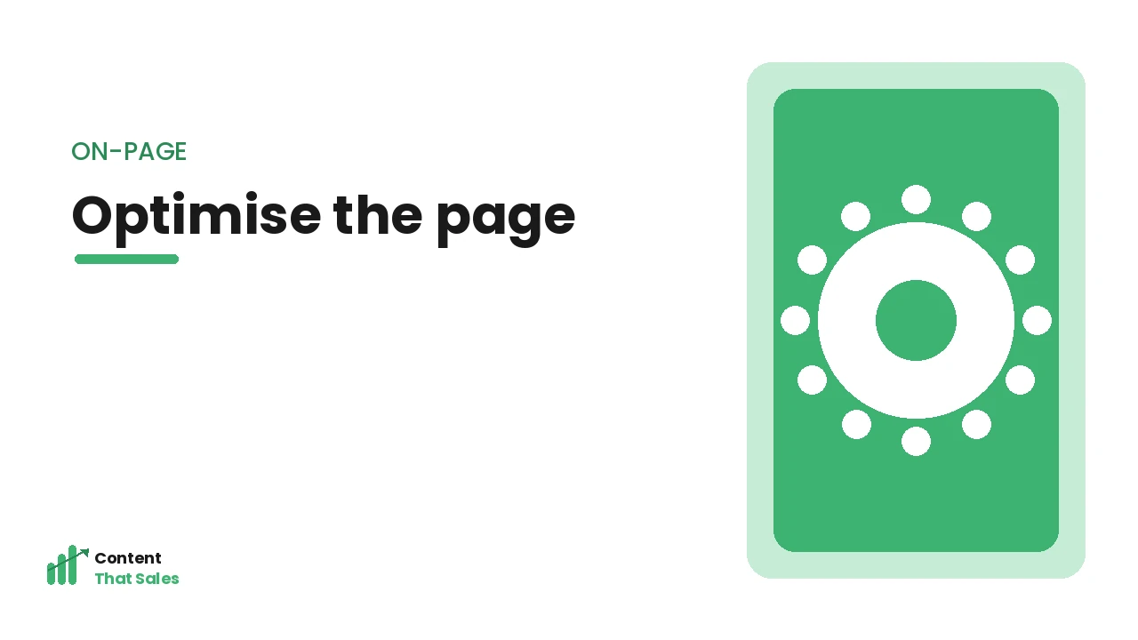 Optimising the page on-page