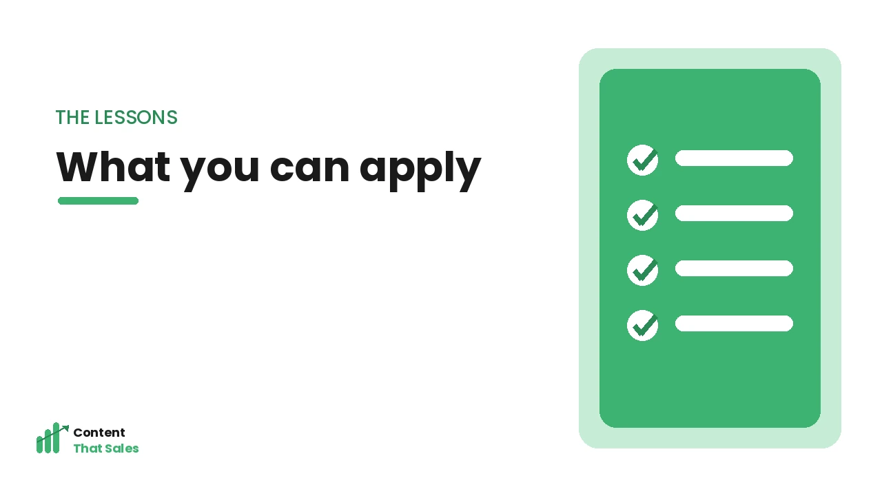 Lessons from content ROI case studies checklist by Content That Sales