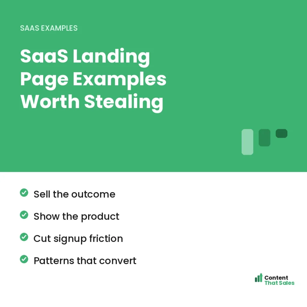 SaaS landing page examples worth stealing by Content That Sales