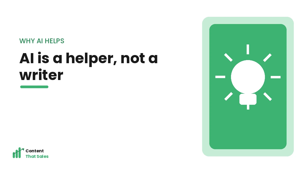 Why AI is a helper not a writer illustration by Content That Sales