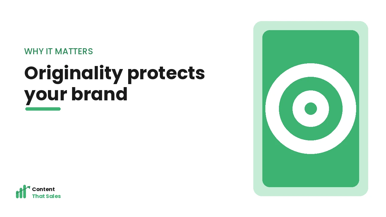 Why originality protects your brand illustration by Content That Sales