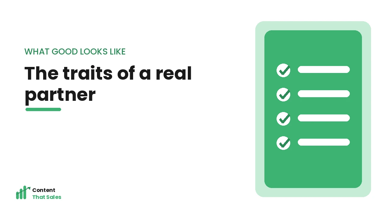 The traits of a real content partner checklist by Content That Sales