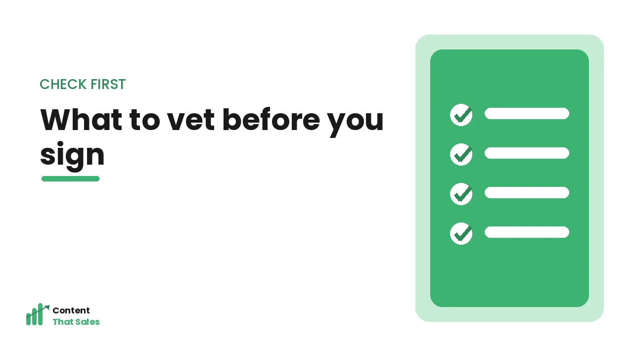 What to vet before you sign a content writing service checklist