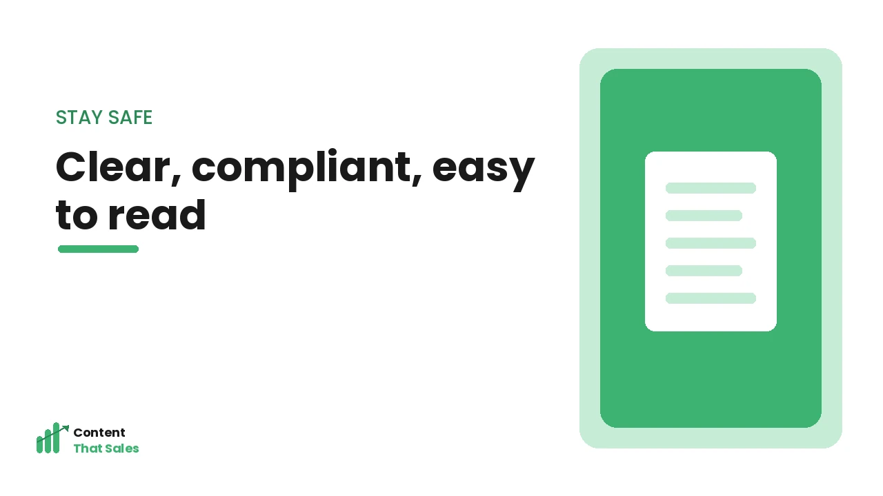 Clear and compliant finance content checklist by Content That Sales