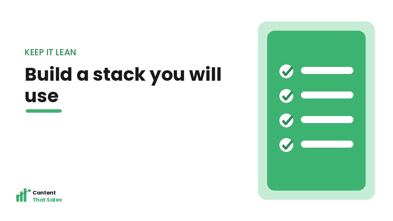 How to keep your content writing software stack lean checklist by Content That Sales