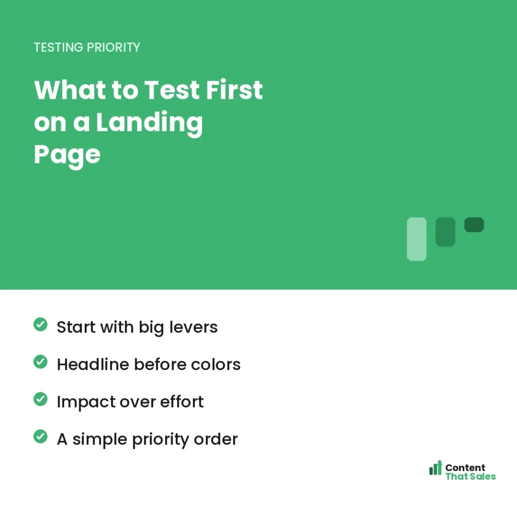 What to test first on a landing page by Content That Sales