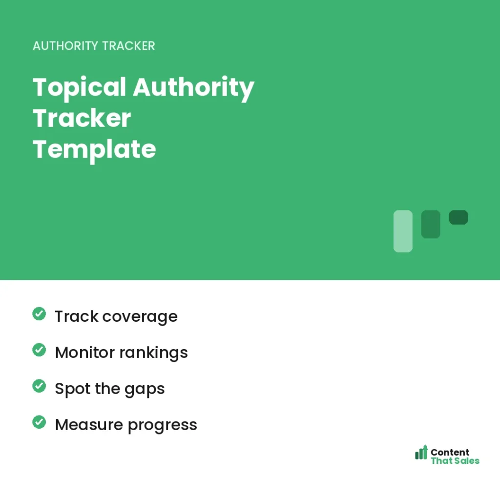 Topical authority tracker for SEO progress by Content That Sales