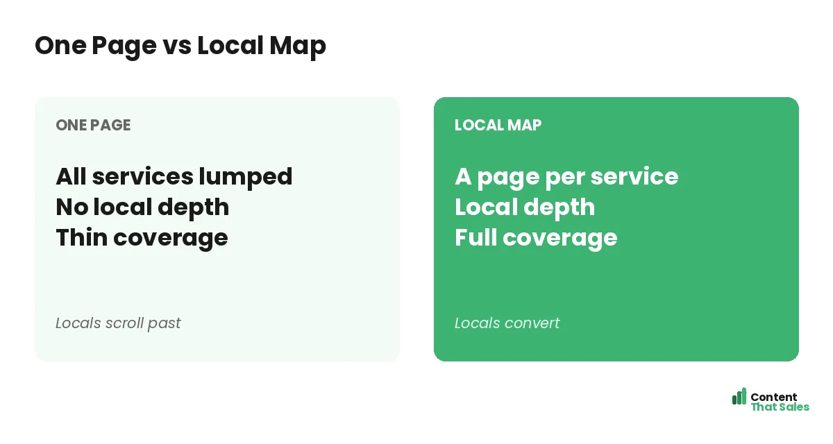 One page versus local map by Content That Sales