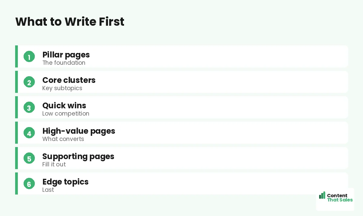 What to write first by Content That Sales