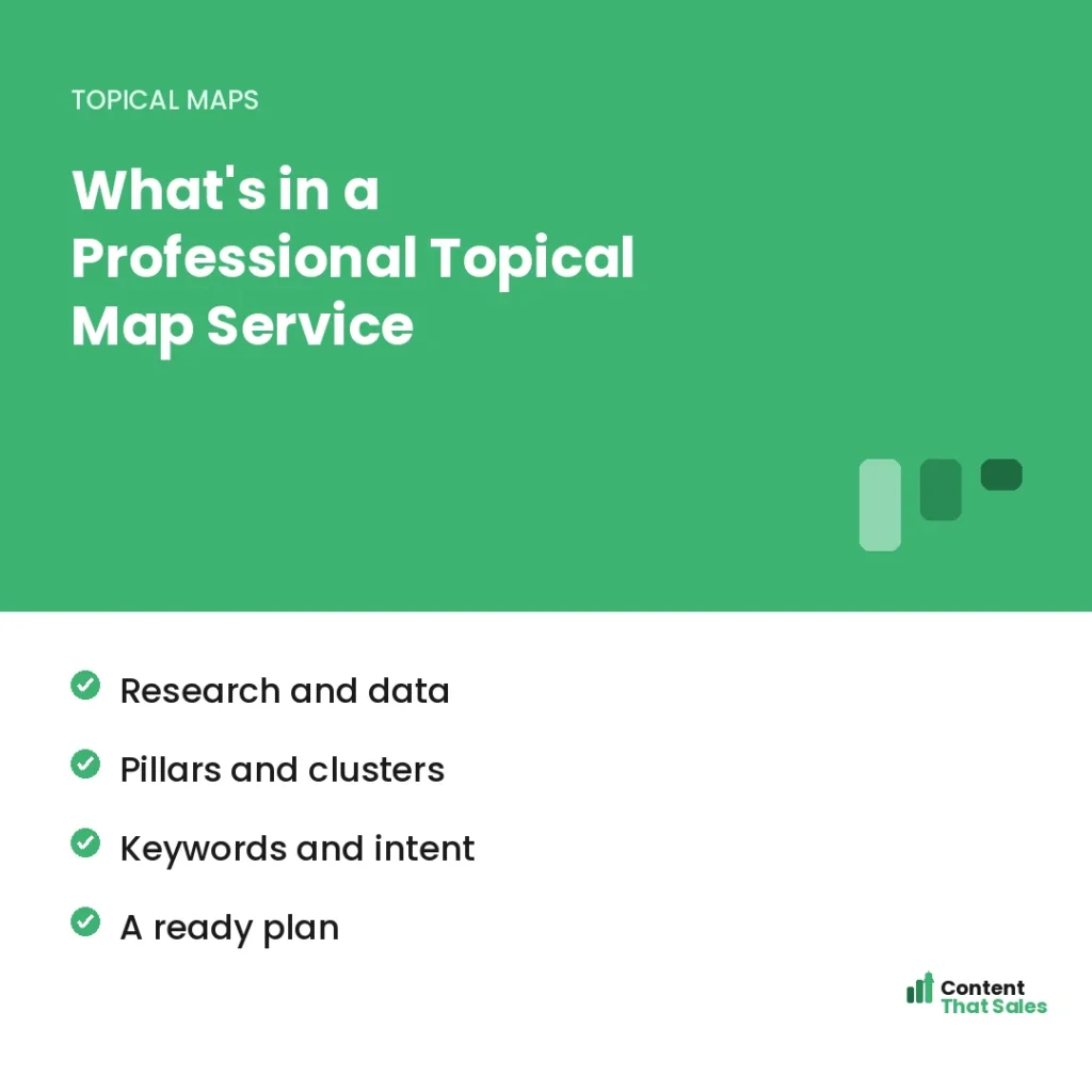 What is in a professional topical map service by Content That Sales