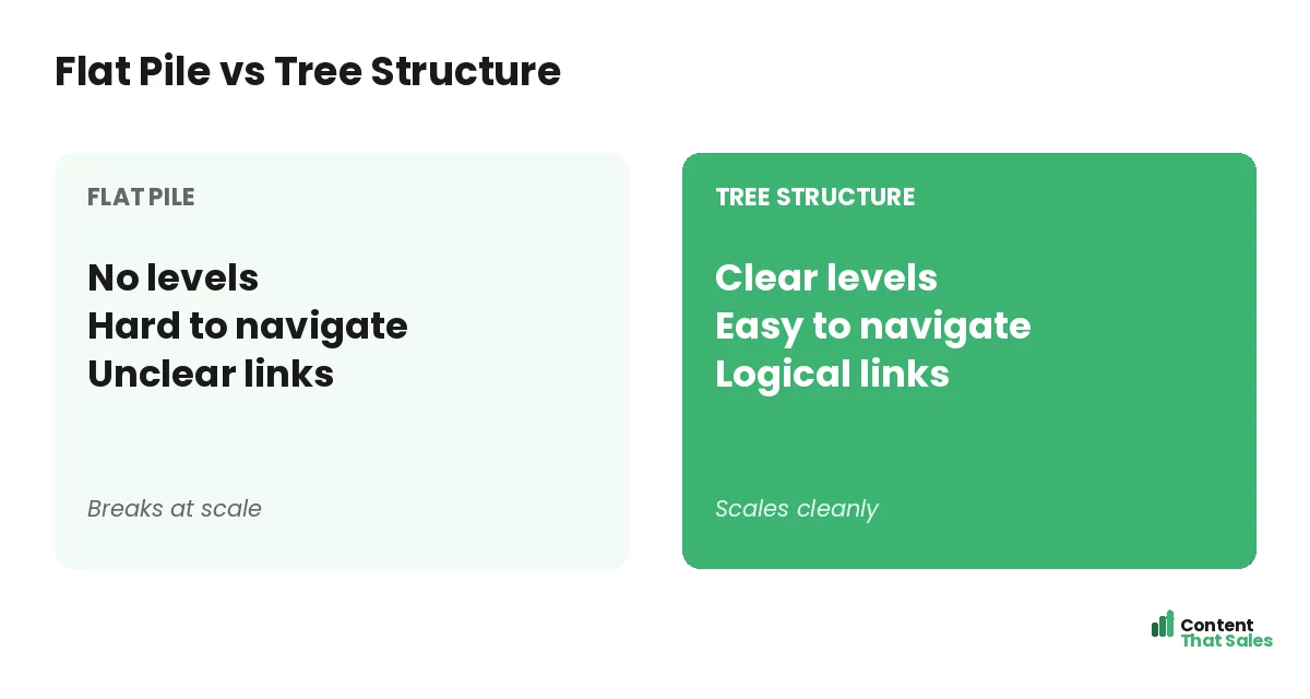 Flat pile versus tree structure by Content That Sales